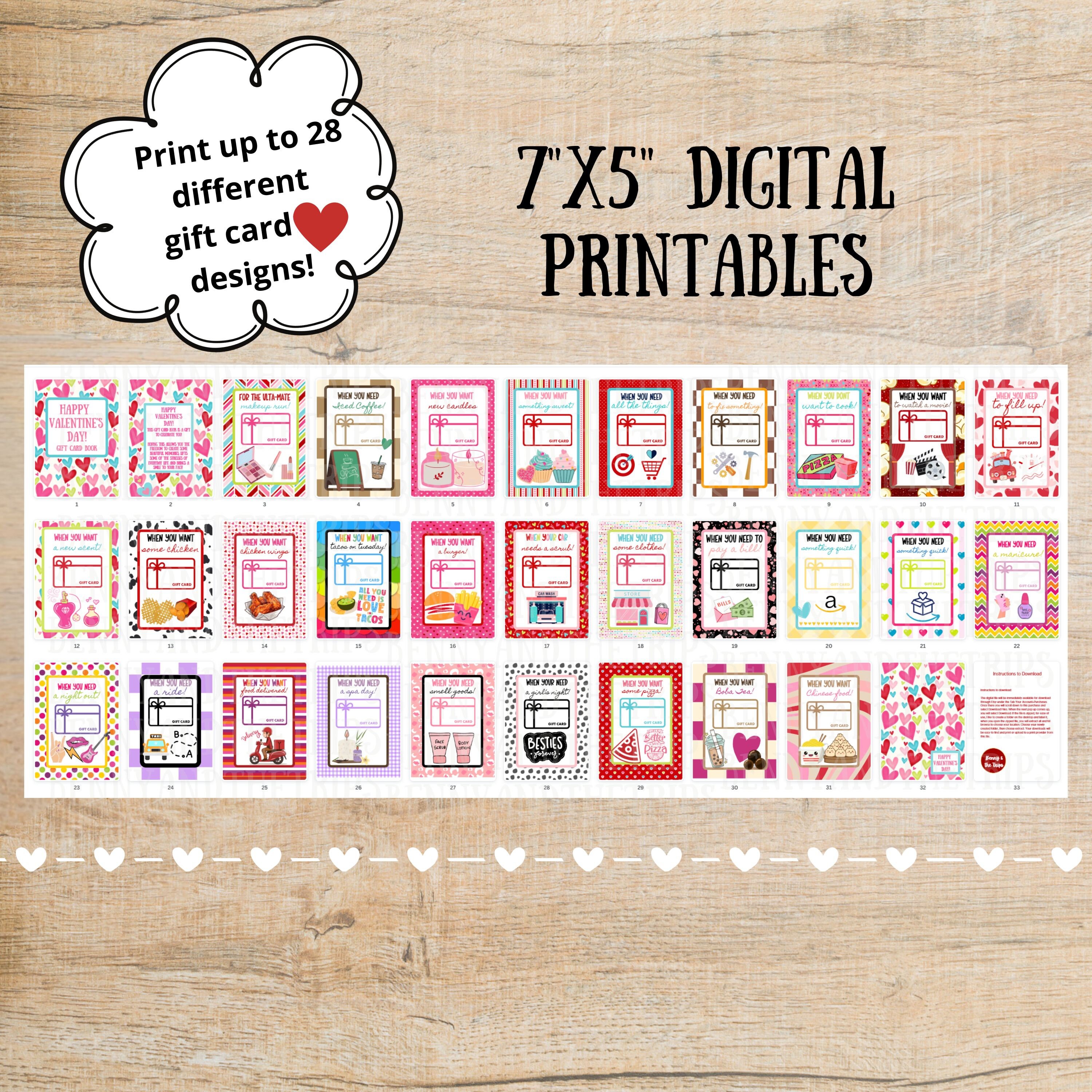 Valentine Gift Card Book, Printable Only, Valentine's Day Gift Card ...