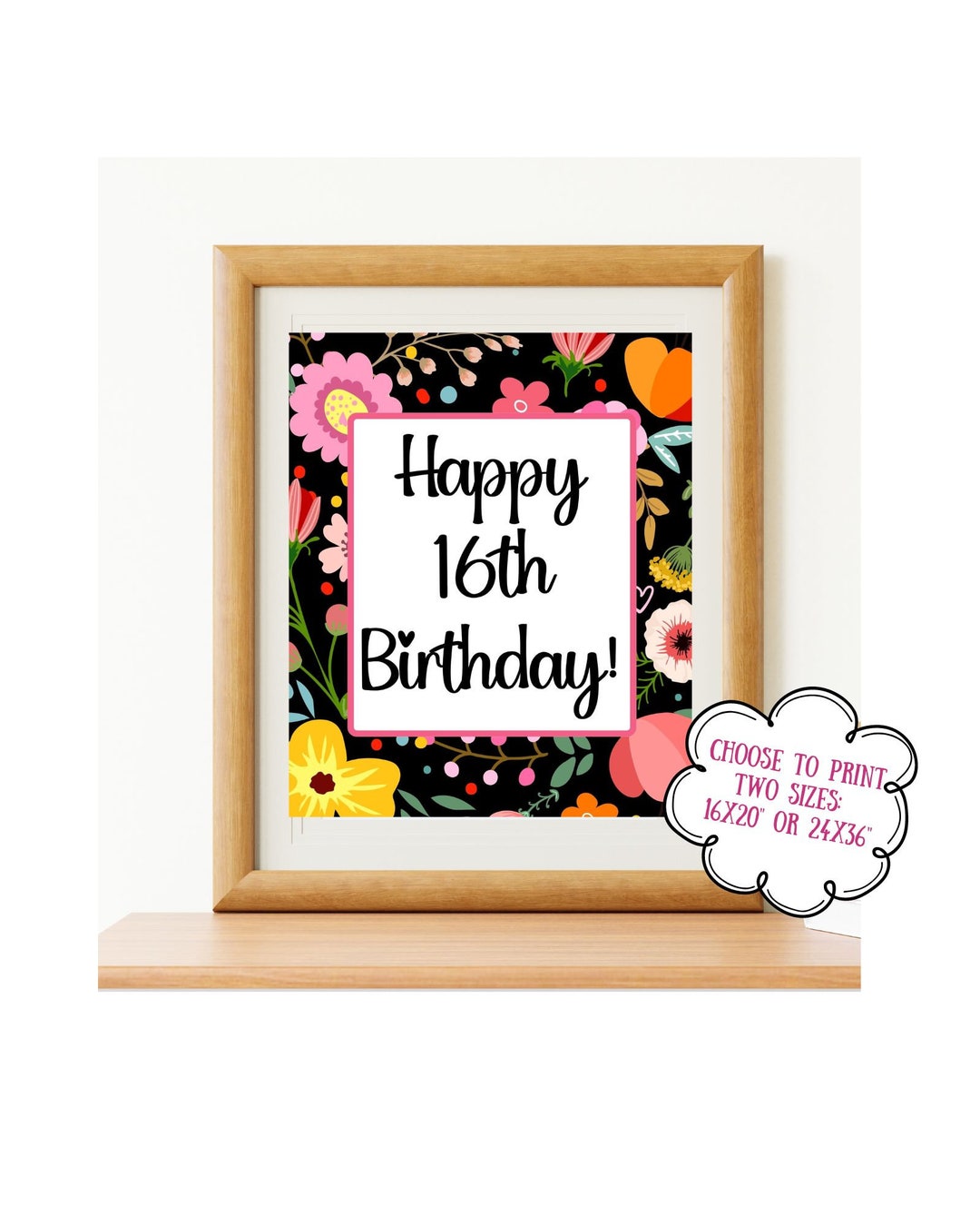 16th Birthday Printable Poster, 16th Birthday Gift, Digital File Only ...