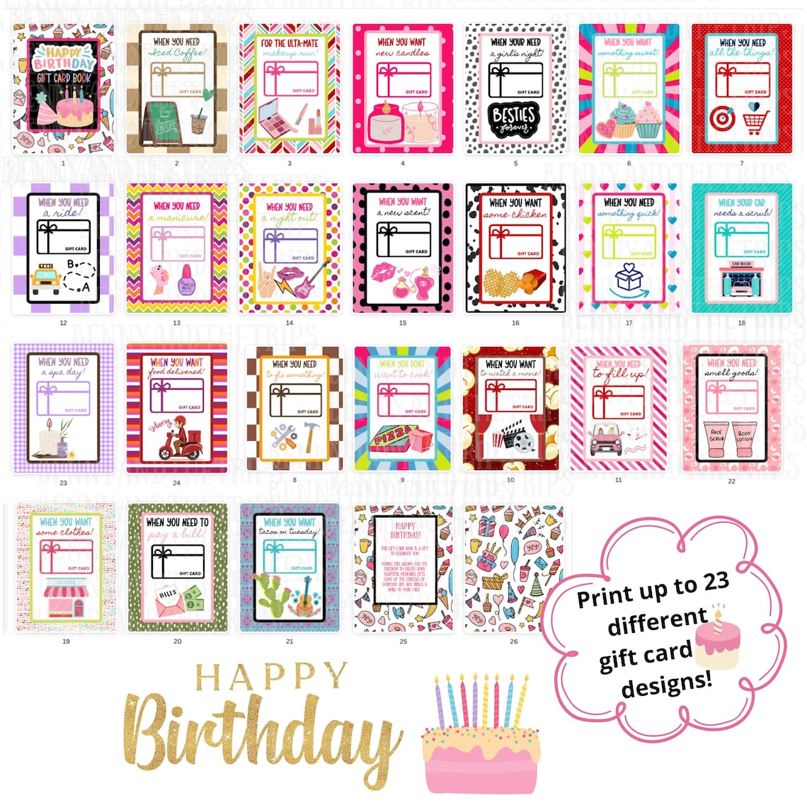 Birthday Gift Card Book, Printable Only, Digital Gift Card Book, Merry ...