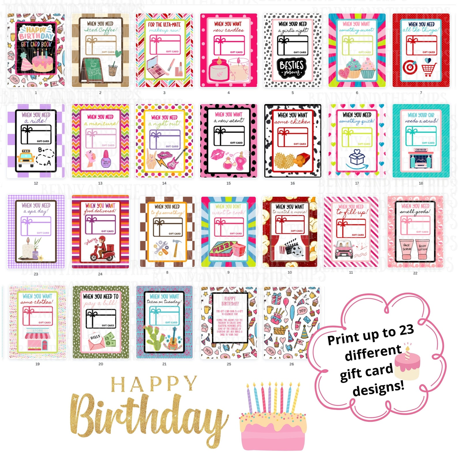 Birthday Gift Card Book, Printable Only, Digital Gift Card Book, Merry ...
