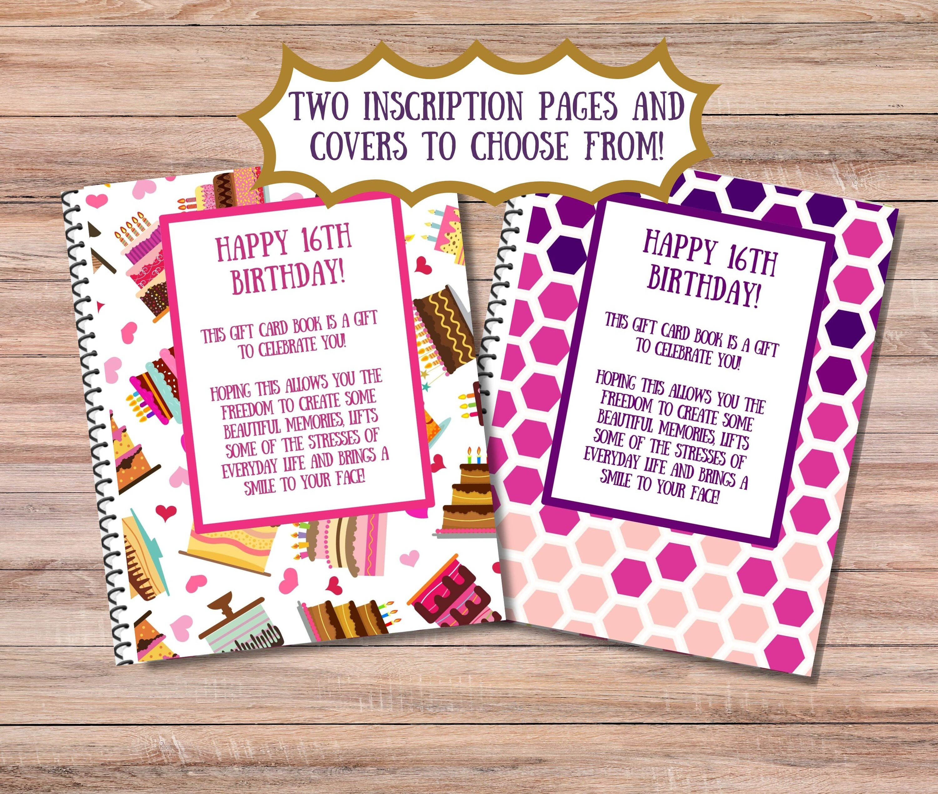 16th Birthday Gift Card Book, Printable Only, Digital Gift