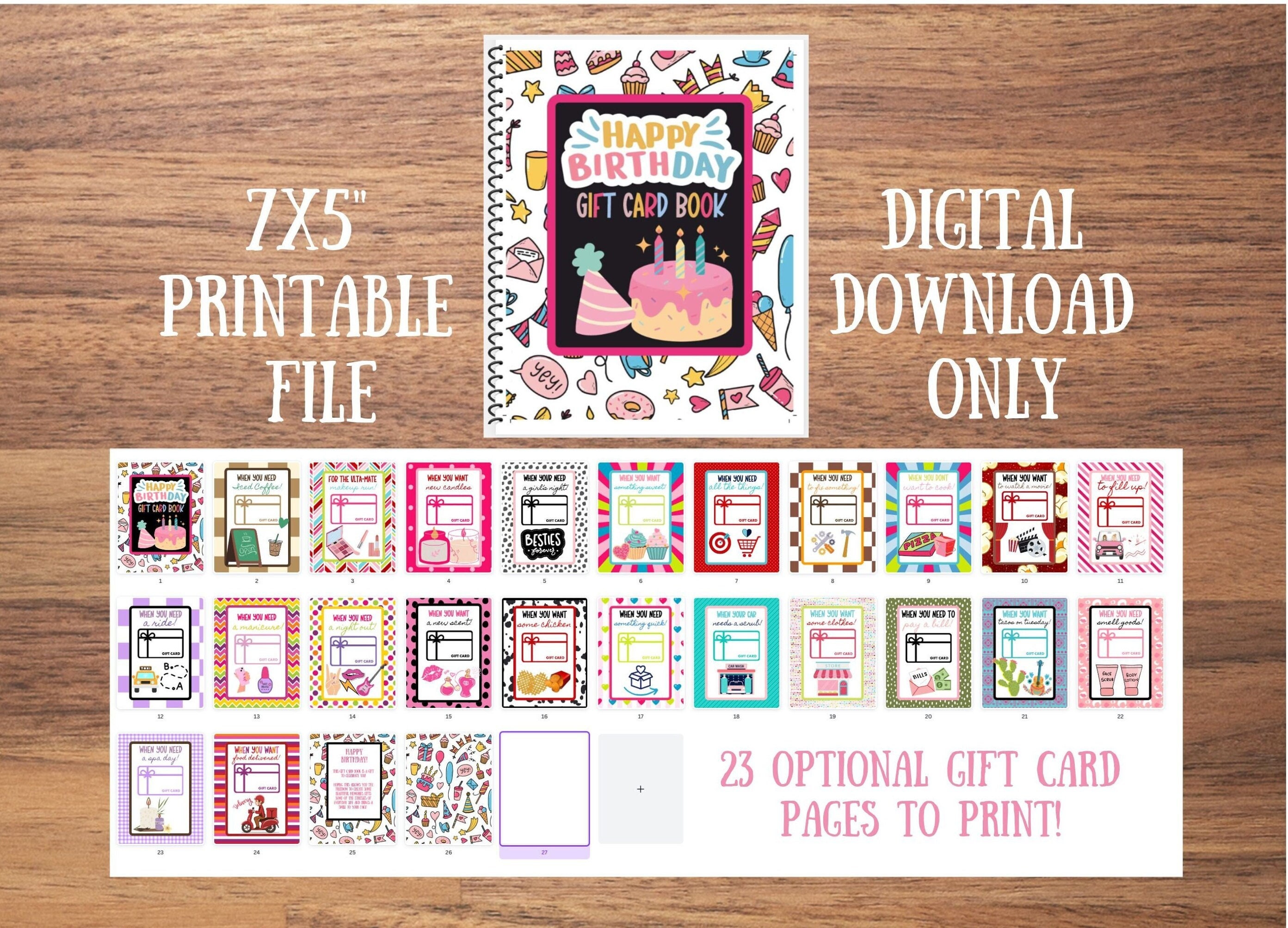 Birthday Gift Card Book, Printable Only, Digital Gift Card Book, Merry ...
