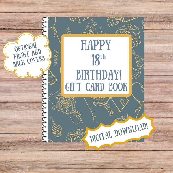18th Birthday Gift Card Book, Printable only, Digital Gift Card Book, gift card book, Boy Gift Card Book, Gift for 18th Birthday, Print ASAP