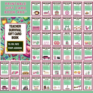 Carnet de cartes-cadeau pour enseignant, modifiable quand, porte-cartes cadeau, cadeaux pour enseignant, à personnaliser sur Canva, à modifier et à imprimer ou à imprimer dès que possible, cadeaux pour l'école