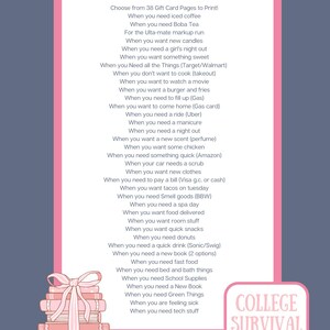 College Drop Off Gift! College Survival Kit Gift Card Book: DIY Printable Gift Card Book. College gift, Print ASAP! Buy a custom cover! image 3