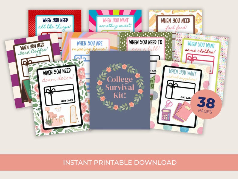 College Drop Off Gift! College Survival Kit Gift Card Book: DIY Printable Gift Card Book. College gift, Print ASAP! Buy a custom cover! image 2