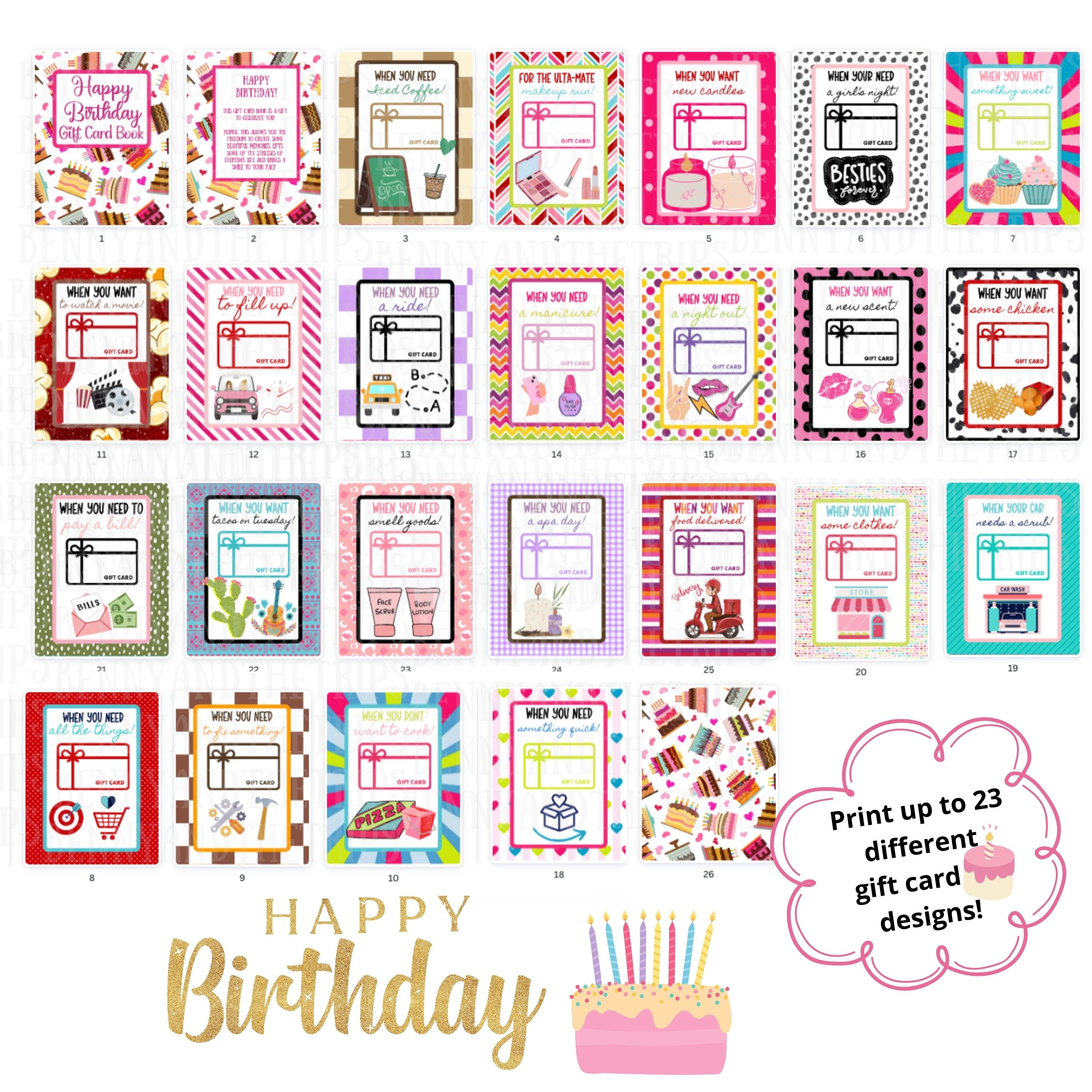 Birthday Gift Card Book, Printable Only, Digital Gift Card Book