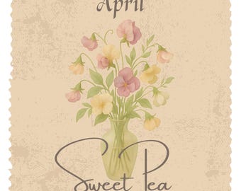 Sweet Pea April Birth Flower Print: Vintage Botanical Wall Art (Digital Download)