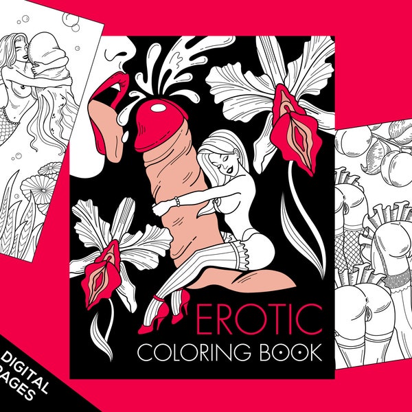 Erotic coloring book for adults, sexy, naughty coloring pages, digital download, printable PDF