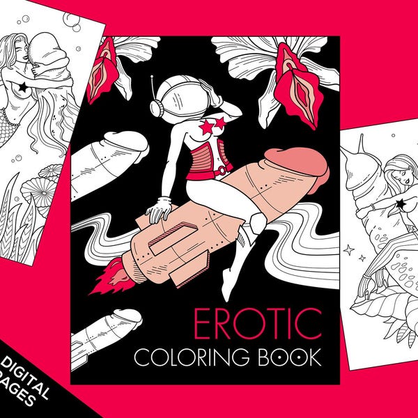 Erotic coloring book for adults, sexy, naughty coloring pages, digital download, printable PDF