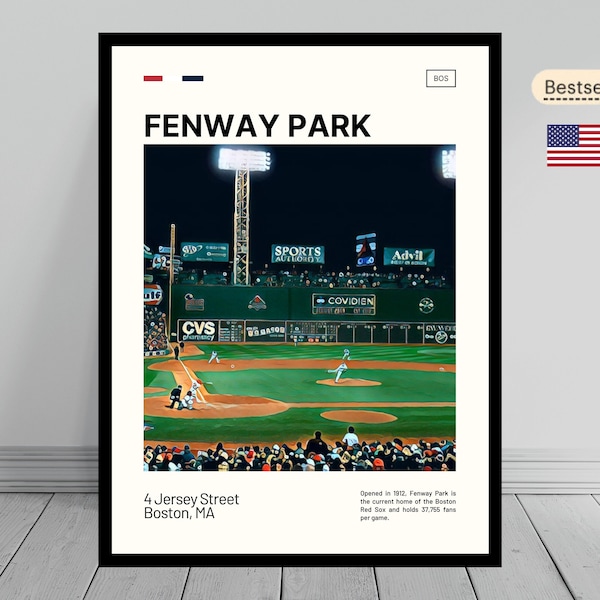 Fenway Park Print | Boston Red Sox Poster | Ballpark Art | MLB Stadium Poster | Digital Oil Painting | Modern Art | Digital Travel Art Print