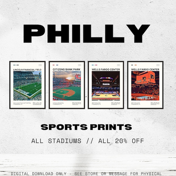 Philadelphia Sports Stadium Digital Print Bundle | Citizens Bank | Lincoln Financial | Wells Fargo | Phillies | 76ers | Flyers | Eagles