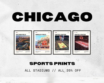 Chicago Sports Stadium Digital Print Bundle | Wrigley Field | United Center | Soldier Field | Oil Paint | Cubs | Bulls | Bears | Blackhawks