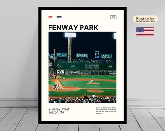Fenway Park Print | Boston Red Sox Poster | Ballpark Art | MLB Stadium Poster | Digital Oil Painting | Modern Art | Digital Travel Art Print