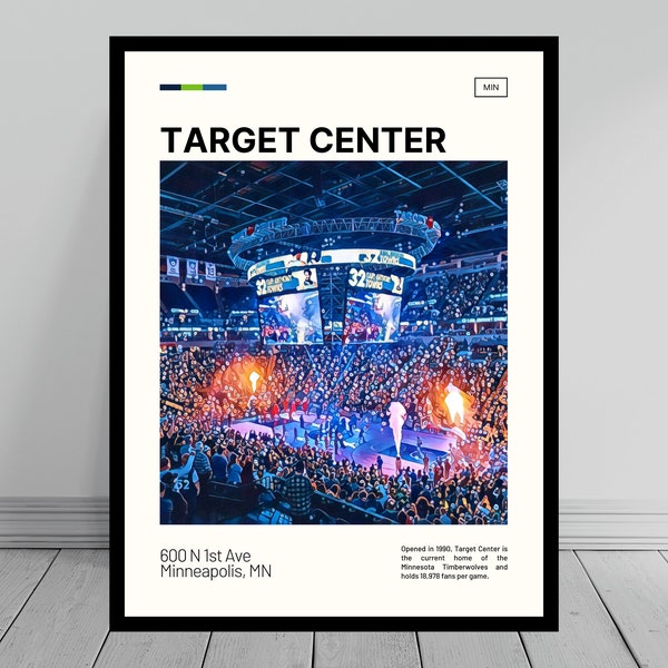 Target Center Print | Minnesota Timberwolves Poster | NBA Art | NBA Arena Poster | Digital Oil Painting | Modern Art | Digital Travel Print