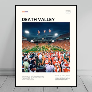 Clemson Death Valley Print | Clemson Tigers Poster | NCAA Art | NCAA Stadium Poster | Digital Oil Painting | Modern Art | Travel Art Print