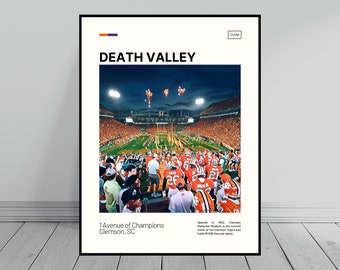 Clemson Death Valley Print | Clemson Tigers Poster | NCAA Art | NCAA Stadium Poster | Digital Oil Painting | Modern Art | Travel Art Print