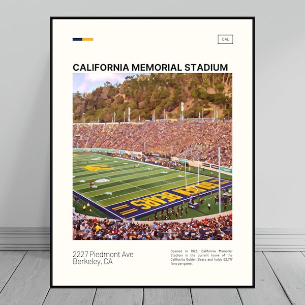 California Memorial Stadium Print | California Golden Bears Poster | NCAA Poster | Digital Oil Painting | Modern Art | Digital Travel Print