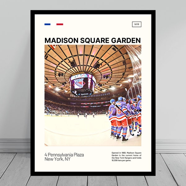 Madison Square Garden Print | New York Rangers Poster | NHL Art | NHL Arena Poster | Digital Oil Painting | Modern Art | Digital Travel Art