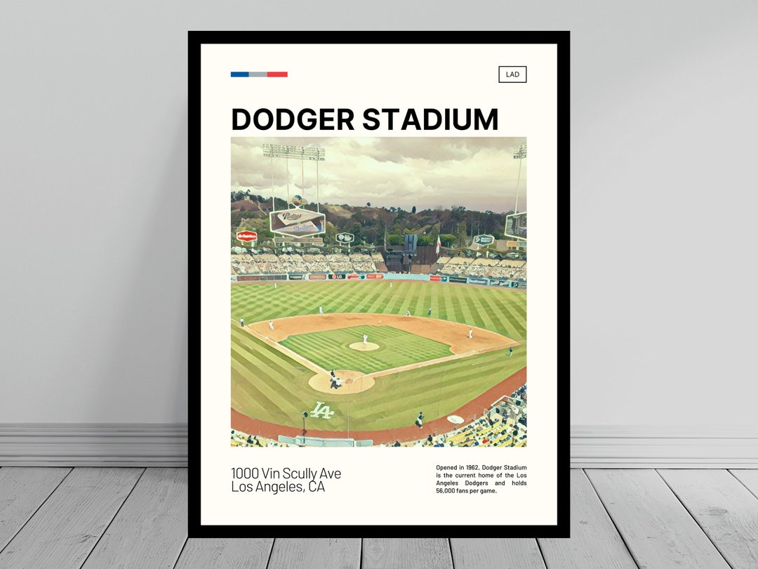 Dodger Stadium Print Los Angeles Dodgers Poster Ballpark Art MLB Stadium Poster Digital Oil ...