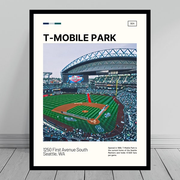 T-Mobile Park Print | Seattle Mariners Poster | Ballpark Art | MLB Stadium Poster | Digital Oil Painting | Modern Art | Digital Travel Print