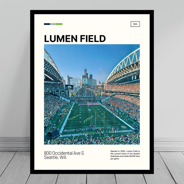 Lumen Field Print | Seattle Seahawks Poster | NFL Art | NFL Stadium Poster | Digital Oil Painting | Modern Art | Digital Travel Art Print