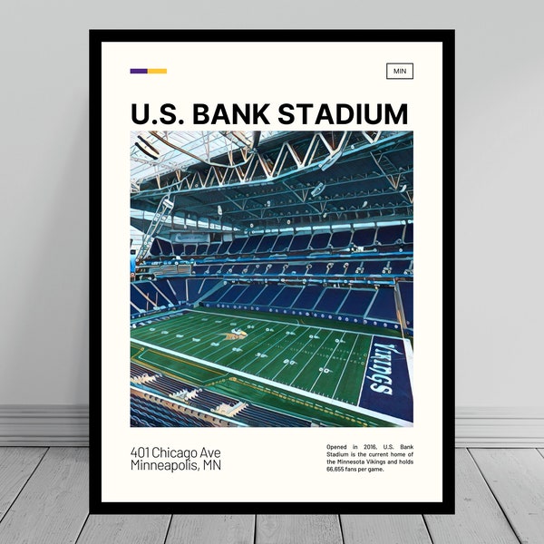 U.S. Bank Stadium Print | Minnesota Vikings Poster | NFL Art | NFL Stadium Poster | Digital Oil Painting | Modern Art | Digital Travel Print