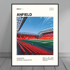 Anfield Stadium Print | Liverpool FC Poster | Premier League Soccer Art | Soccer Pitch Poster | Digital Oil Painting Art | Digital Print