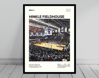 Hinkle Fieldhouse Print | Butler Basketball Poster | Bulldogs College Stadium Poster | Digital Oil | Modern Art | Digital Travel Art Print