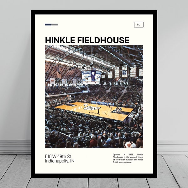 Hinkle Fieldhouse Print | Butler Basketball Poster | Bulldogs College Stadium Poster | Digital Oil | Modern Art | Digital Travel Art Print