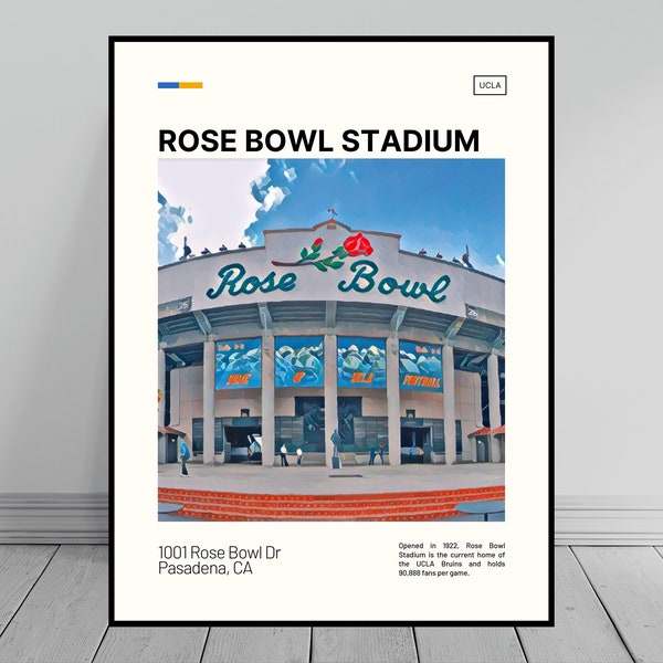 Rose Bowl Stadium Print | UCLA Bruins Poster | NCAA Art | NCAA Stadium Poster | Digital Oil Painting | Modern Art | Digital Travel Art Print