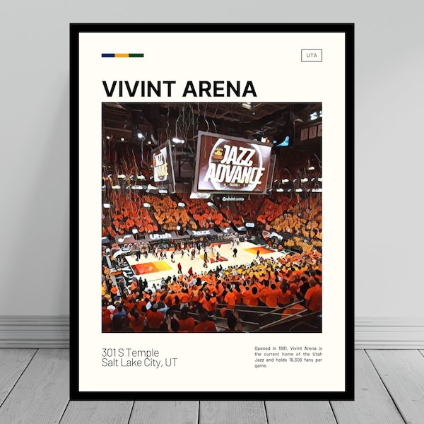 Vivint Arena Print | Utah Jazz Poster | NBA Art | NBA Arena Poster | Digital Oil Painting | Modern Art | Digital Travel Art Print