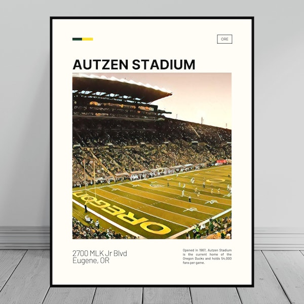 Autzen Stadium Print | Oregon Ducks Poster | NCAA Art | NCAA Stadium Poster | Digital Oil Painting | Modern Art | Digital Travel Art Print