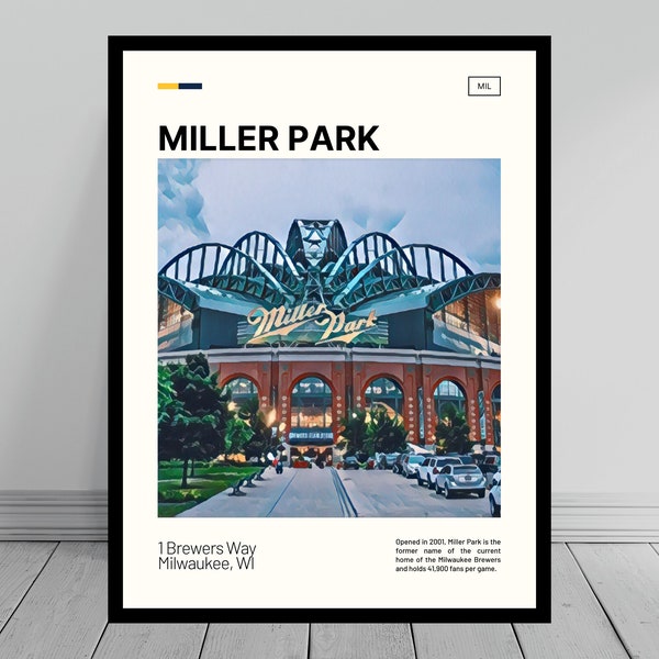 Miller Park Print | Milwaukee Brewers Poster | Ballpark Art | MLB Stadium Poster | Digital Oil Painting | Modern Art | Travel