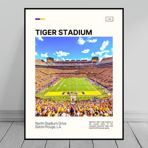 Tiger Stadium Print | LSU Tigers Football Poster Art | College Stadium Poster | Digital Oil Painting | Modern Art | Digital Travel Art