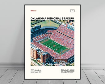 Oklahoma Memorial Stadium Print | Oklahoma Sooners Poster | NCAA Stadium Poster | Digital Oil Painting | Modern Art | Digital Travel Print