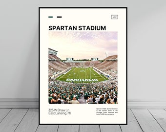 Spartan Stadium Print | Michigan State Spartans Poster | NCAA Stadium Poster | Digital Oil Painting | Modern Art | Digital Travel Art Print