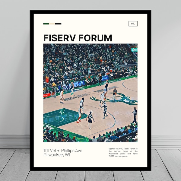 Fiserv Forum Print | Milwaukee Bucks Poster | NBA Art | NBA Arena Poster | Digital Oil Painting | Modern Art | Digital Travel Art Print