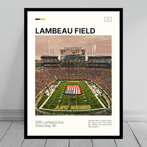 Lambeau Field Print | Green Bay Packers Poster | NFL Art | NFL Stadium Poster | Digital Oil Painting | Modern Art | Digital Travel Art Print