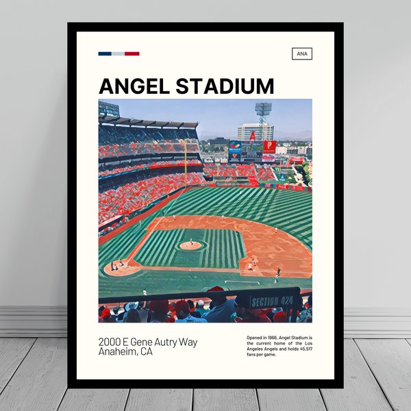 Angel Stadium Print | Los Angeles Angels Poster | Ballpark Art | MLB Stadium Poster | Digital Oil Painting | Modern Art | Digital Travel Art