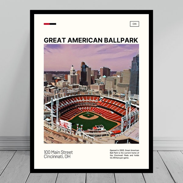 Great American Ball Park Print | Cincinnati Reds Poster | Ballpark Art | MLB Stadium Poster | Digital Oil Painting | Modern Art | Travel