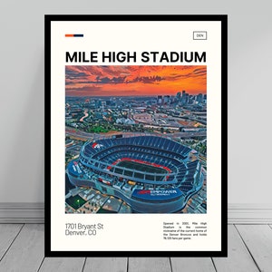 Mile High Print | Denver Broncos Poster | NFL Art | NFL Stadium Poster | Digital Oil Painting | Modern Art | Digital Travel Art Print