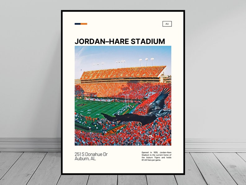 JordanHare Stadium Print Auburn Tigers Poster NCAA Art CFB Stadium Poster Digital Oil Painting Modern Art Digital Travel Print image 1