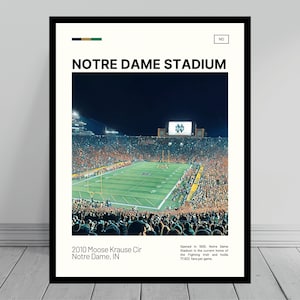 Notre Dame Stadium Print | Fighting Irish Poster | CFB Art | College Stadium Poster | Digital Oil Painting | Modern Art | Digital Travel Art