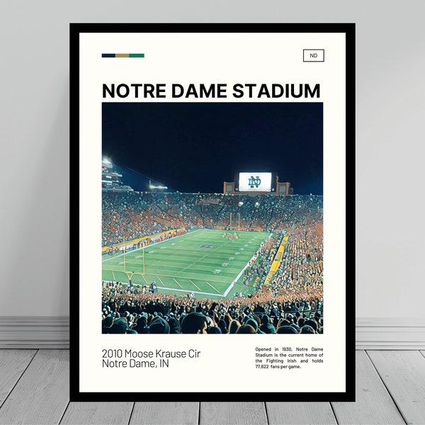 Impression du stade Notre-Dame | Affiche irlandaise de combat | Art de la BFC | Affiche du stade universitaire | Peinture à l'huile numérique | Art Moderne | Art de voyage numérique