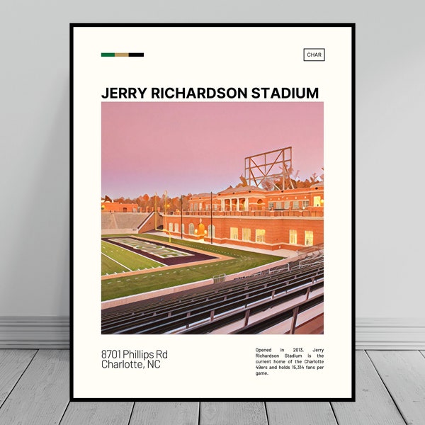 Jerry Richardson Stadium Print | Charlotte 49ers Poster | NCAA Art | NCAA Stadium Poster | Digital Oil Painting | Modern Art | Digital Print