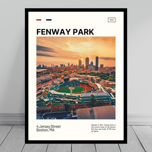 Fenway Park Skyline Print | Boston Red Sox Poster | Boston Skyline | Stadium Poster | Digital Oil Painting | Modern Art | Boston Print