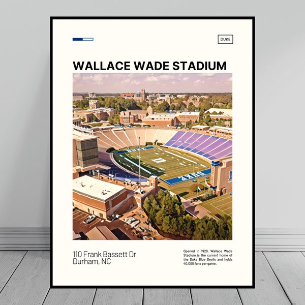 Wallace Wade Stadium Print | Duke Blue Devils Poster | NCAA Stadium Poster | Digital Oil Painting | Modern Art | Digital Travel Art Print