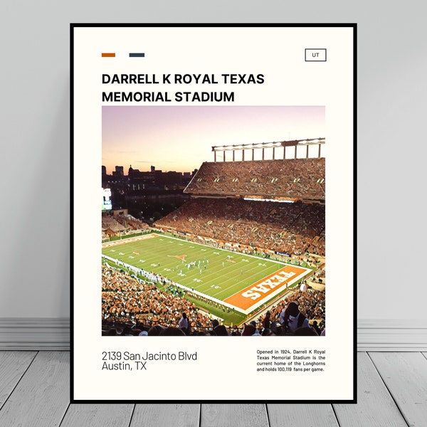 Texas Memorial Stadium Print | Longhorns Football Poster | College Stadium Poster | Digital Oil Painting | Modern Art | Digital Travel Art