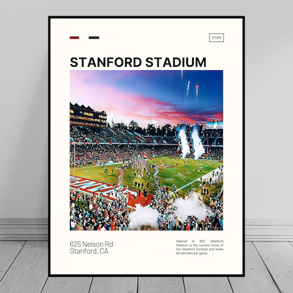 Stanford Stadium Print | Stanford Cardinal Poster | NCAA Art | NCAA Stadium Poster | Digital Oil Painting | Modern Art | Digital Art Print